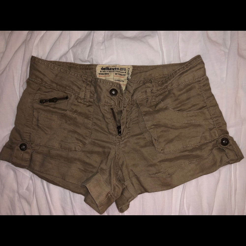 Tan linen shorts